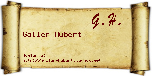 Galler Hubert névjegykártya